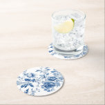 Elegant Blue Toile Chinoiserie Bridal Shower ラウンドペーパーコースター<br><div class="desc">Infuse your bridal shower with timeless elegance and a touch of classic charm with this Elegant Blue Toile Chinoiserie Round Paper Coasters. Featuring intricate blue toile patterns and delicate florals, this design brings together the beauty of traditional chinoiserie with a romantic, contemporary twist. Love this design? Browse the full matching...</div>