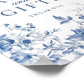 Elegant Blue Toile Chinoiserie Cards & Gifts Sign ポスター (角)