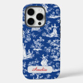 Elegant blue toile chinoiserie floral monogram Case-Mate iPhoneケース (裏面)
