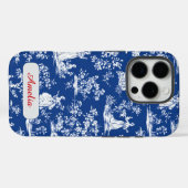 Elegant blue toile chinoiserie floral monogram Case-Mate iPhoneケース (裏面 (横))