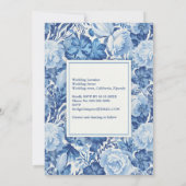 Elegant Blue Toile Floral Chinoiserie Wedding 招待状 (裏面)