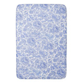 Elegant Blue Toile Floral Decor バスマット (正面縦)