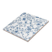 Elegant Blue Toile Floral Pattern Ceramic Tile タイル (側面)