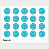 Elegant Blue Topaz Professional Monogram ラウンドシール (シート)
