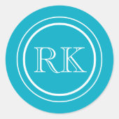 Elegant Blue Topaz Professional Monogram ラウンドシール (正面)