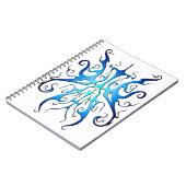 Elegant Blue Tribal Mask Abstract Design ノートブック (左側)
