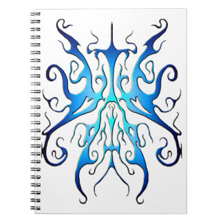Elegant Blue Tribal Mask Abstract Design ノートブック