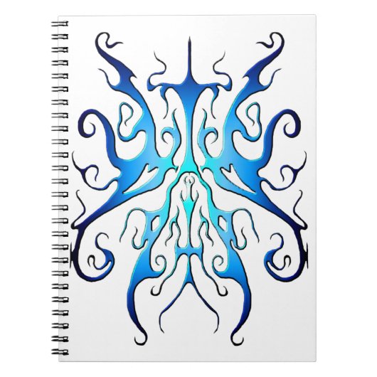 Elegant Blue Tribal Mask Abstract Design ノートブック (正面)