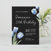 Elegant Blue Tulip Birthday Party Invitation 招待状 (スタンド正面)