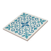 Elegant Blue & Turquoise Mediterranean Floral Tile タイル (側面)
