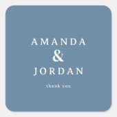 Elegant Blue Typographic Thank You スクエアシール (正面)