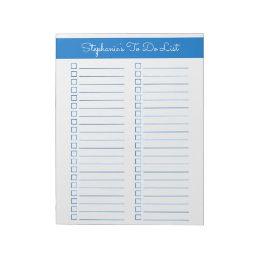 Elegant Blue Vertical 8.5x11 Two Column Checklist ノートパッド (回転)
