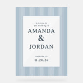 Elegant Blue Vertical Stripes アクリルサイン (正面)