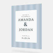 Elegant Blue Vertical Stripes アクリルサイン (傾斜)