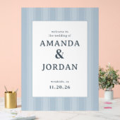 Elegant Blue Vertical Stripes アクリルサイン (ウェディング)