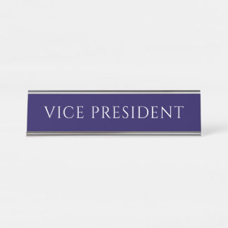 Elegant Blue Vice President Name Plate デスクネームプレート