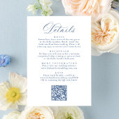 Elegant Blue Victorian Floral All in One Wedding 招待状