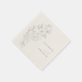Elegant Blue Vintage Floral Wedding スタンダードカクテルナプキン (角)