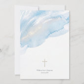 Elegant Blue Watercolor Arch Cross Religious  招待状 (裏面)