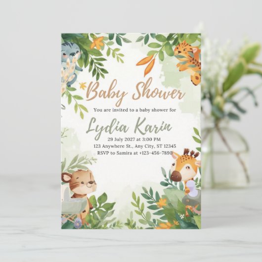 Elegant Blue Watercolor Baby Shower Invitation wit 招待状 (スタンド正面)