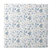 Elegant Blue Watercolor Botanical Pattern タイル (正面)