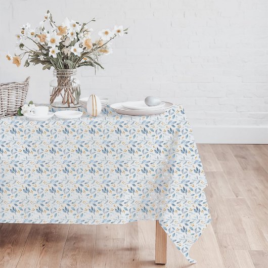 Elegant Blue Watercolor Botanical Pattern テーブルクロス