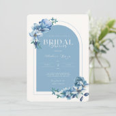 Elegant Blue Watercolor Floral Bridal Shower 招待状 (スタンド正面)