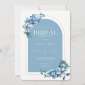 Elegant Blue Watercolor Floral Bridal Shower 招待状 (正面)