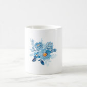 Elegant Blue Watercolor Floral Classic Mug コーヒーマグカップ (中央)