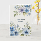 Elegant Blue Watercolor Floral Get Well Soon カード (黄色い花)