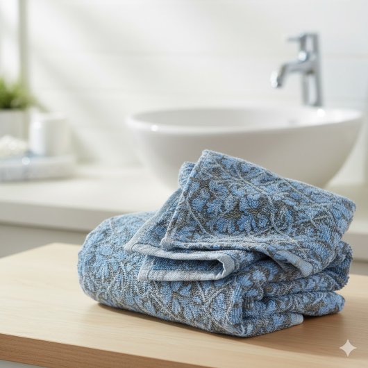 Elegant Blue Watercolor Floral Pattern ウォッシュタオル