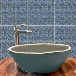 Elegant Blue Watercolor Floral Pattern  タイル