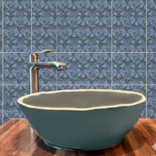 Elegant Blue Watercolor Floral Pattern  タイル