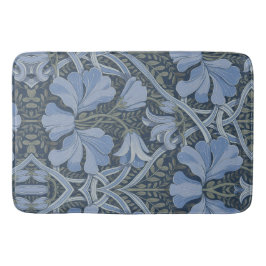 Elegant Blue Watercolor Floral Pattern バスマット
