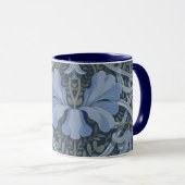 Elegant Blue Watercolor Floral Pattern マグカップ (正面右)