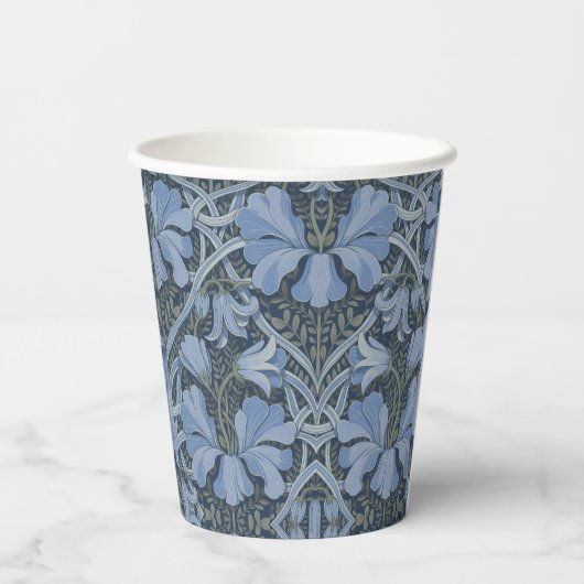 Elegant Blue Watercolor Floral Pattern 紙コップ (裏面)