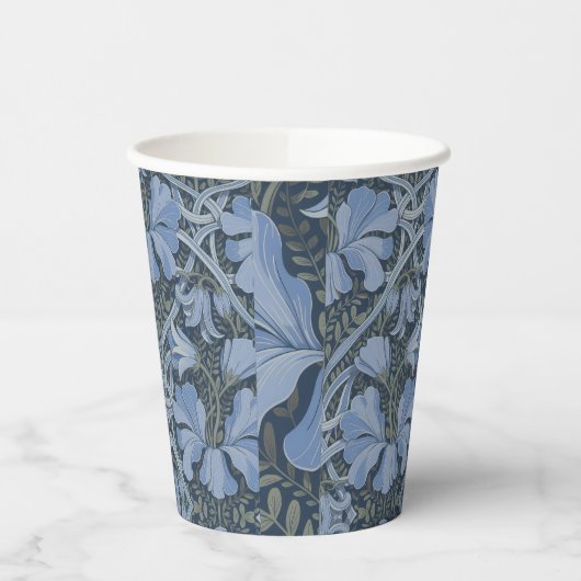 Elegant Blue Watercolor Floral Pattern 紙コップ (左)