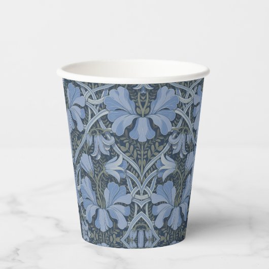 Elegant Blue Watercolor Floral Pattern 紙コップ (正面)
