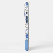 Elegant Blue Watercolor Floral Pattern Custom Name iPhoneケース (左側面)