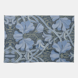Elegant Blue Watercolor Floral Pattern Invitation キッチンタオル