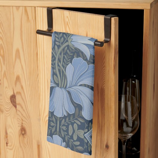 Elegant Blue Watercolor Floral Pattern Invitation キッチンタオル (三つ折り)