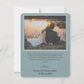 Elegant Blue Watercolor Floral Wedding サンキューカード (裏面)