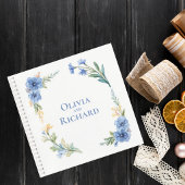 Elegant Blue Watercolor Floral Wedding Guest Book ノートブック