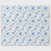 Elegant Blue Watercolor Florals ラッピングペーパー (フラット)