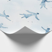 Elegant Blue Watercolor Human Silhouettes Pattern ラッピングペーパー (角)