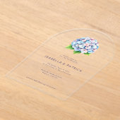 Elegant Blue Watercolor Hydrangea アクリル招待状 (レイダウン)