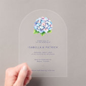 Elegant Blue Watercolor Hydrangea アクリル招待状 (インサイチュ (ポータブル))