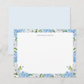 Elegant Blue Watercolor Hydrangea Personalized ノートカード (正面/裏面)