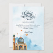Elegant Blue Watercolor Mosque Ramadan Iftar 招待状 (裏面)