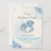 Elegant Blue Watercolor Mother’s Day Card  招待状 (正面)